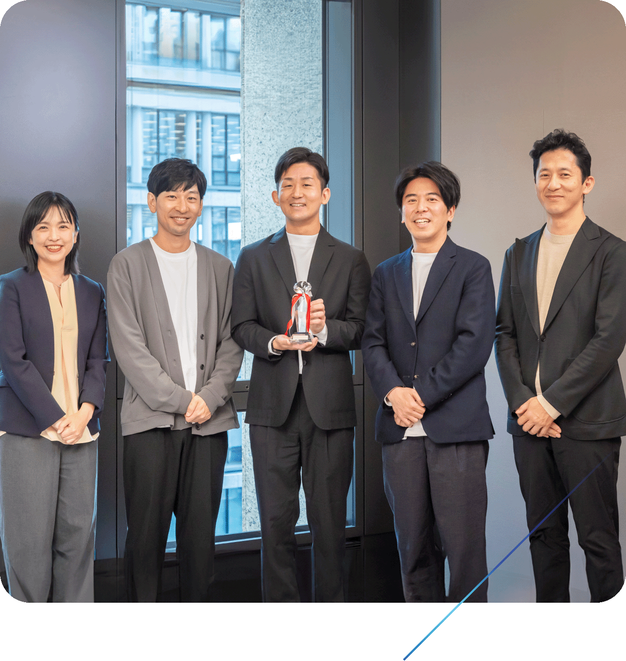 Five SMBC team members pose with an award