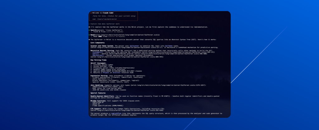 Exploring the code repository with Claude Code